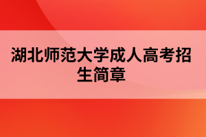 湖北师范大学成人高考招生简章